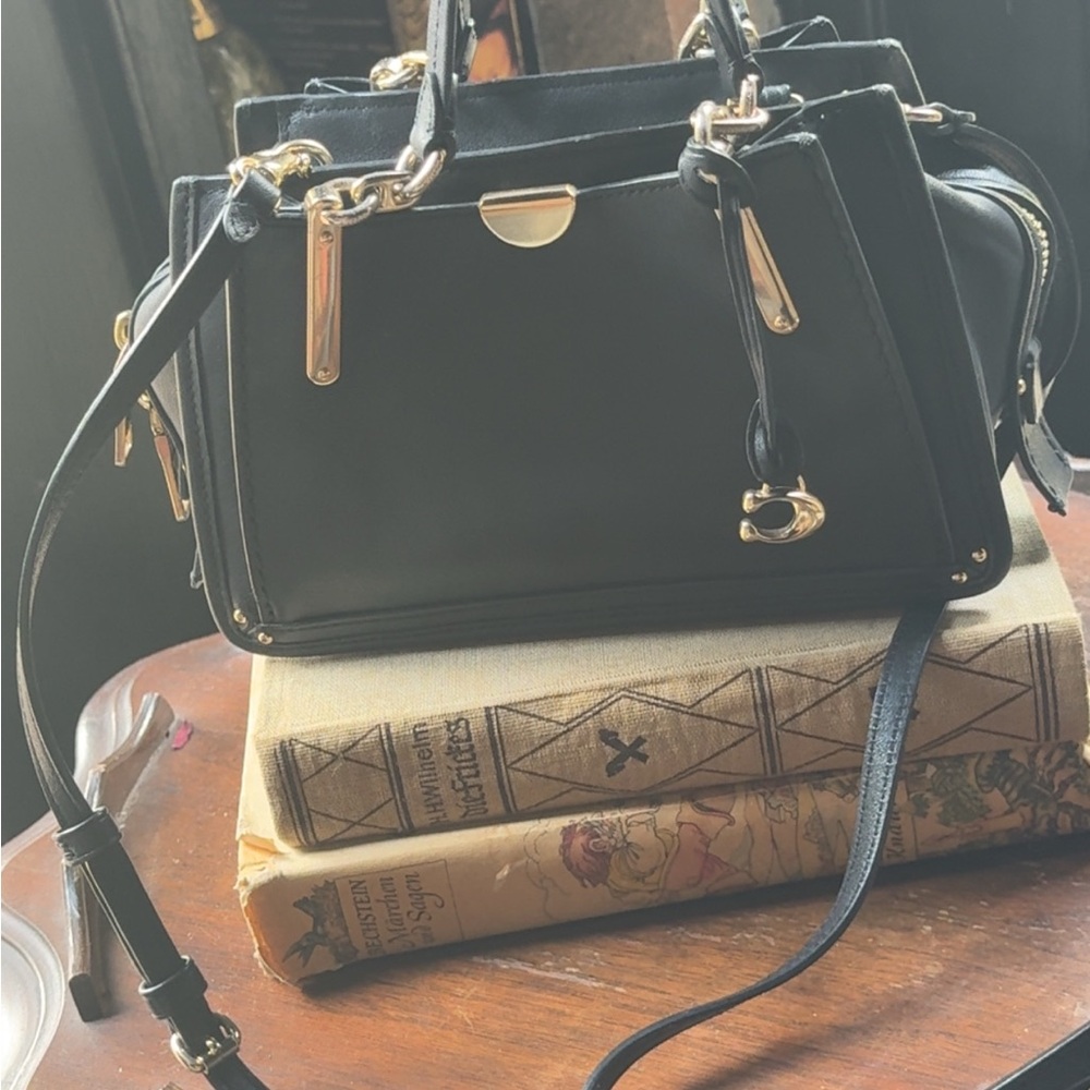 Vintage Coach Black Satchel with Gold Accents